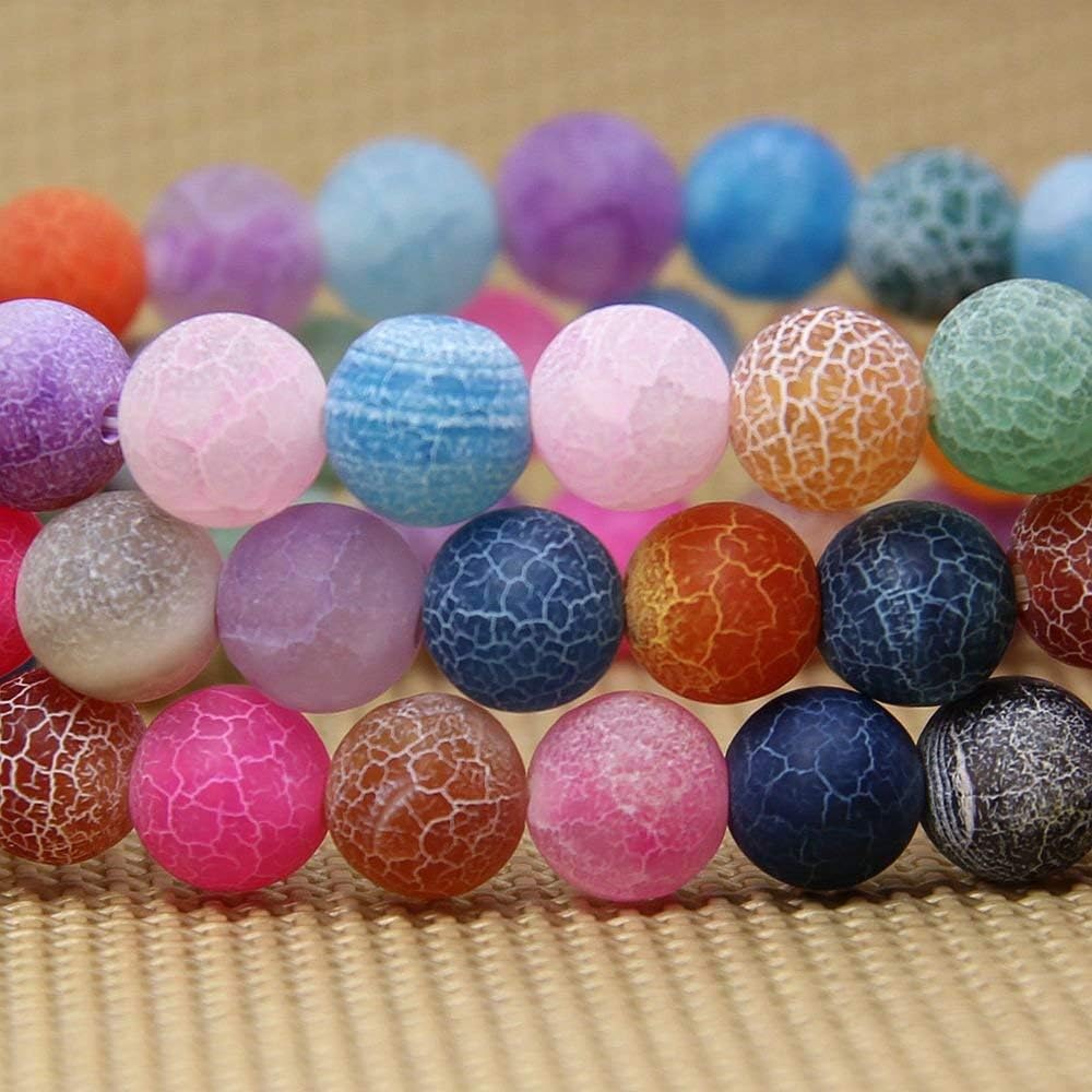 Natural Multicolor Weathered Agate Gemstone 8mm Round Beads Stretch Bracelet 7inch Unisex