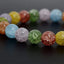 Multi-Color Crackle Rock Crystal Gemstone 8mm Round Beads Stretch Bracelet 7 Inch Unisex