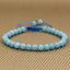 Natural Blue Amazonite Gemstone 6mm Round Beads Adjustable Bracelet 7inch Unisex