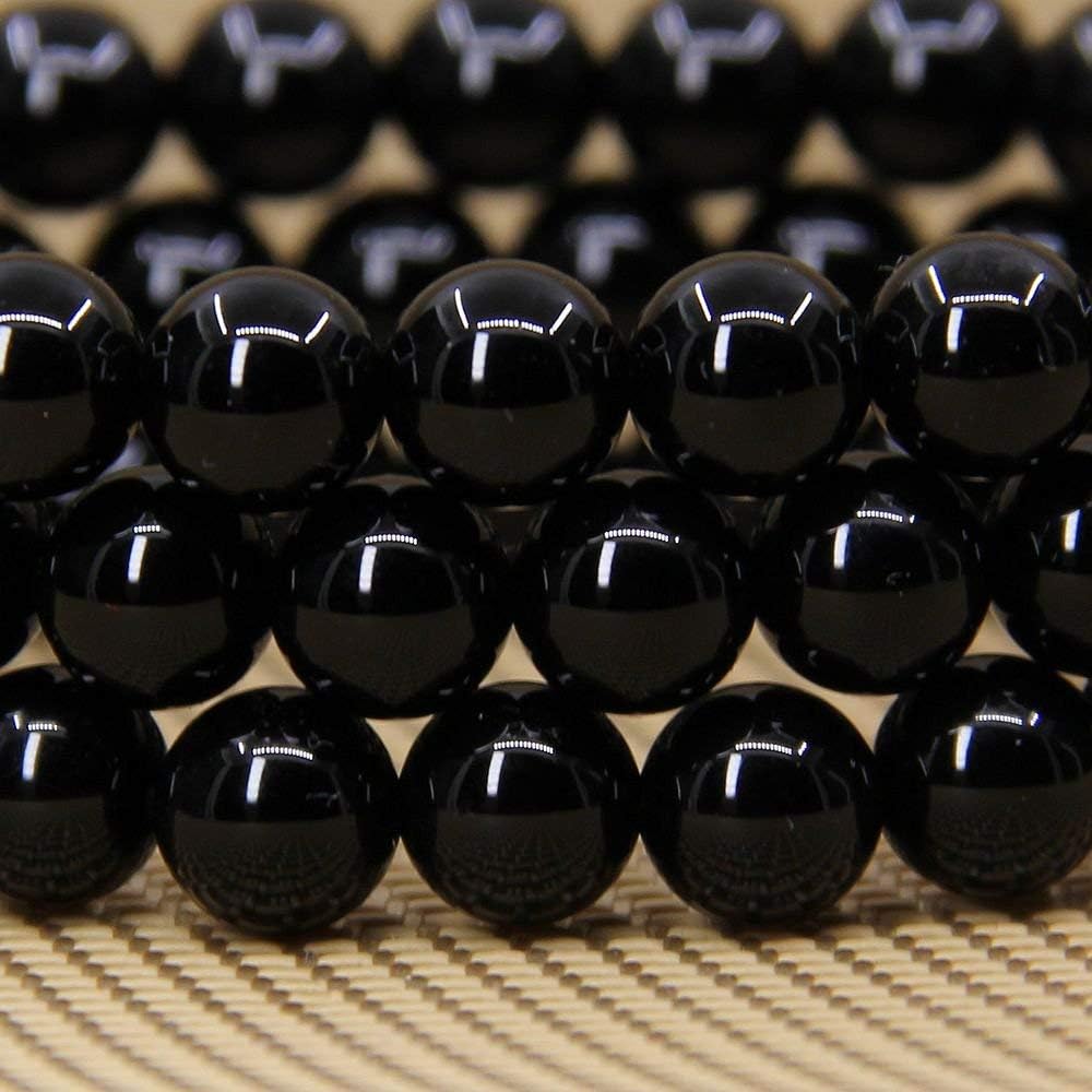 Natural AA Grade Black Agate Gemstone 8mm Round Beads Stretch Bracelet 7inch Unisex