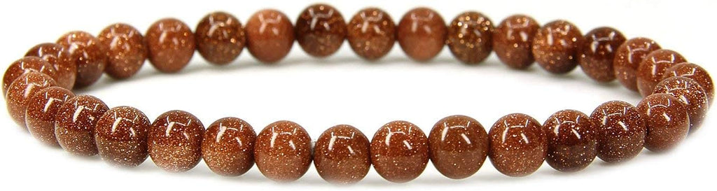 Angelstones Synthetic Golden Sandstone Gemstone 6mm Ball Beads Stretch Bracelet 7inch Unisex