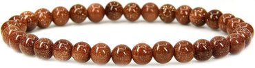 Angelstones Synthetic Golden Sandstone Gemstone 6mm Ball Beads Stretch Bracelet 7inch Unisex