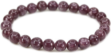 Natural Lepidolite Lithium Mica Gemstone 10mm Round Beads Stretch Bracelet 7 Inch Unisex
