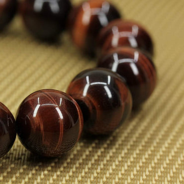 Angelstones Natural AA Grade Red Tiger Eye Genuine Semi-Precious Gemstones Healing Power Elastic Stretch 14mm Beads Beaded Bracelet 7inch