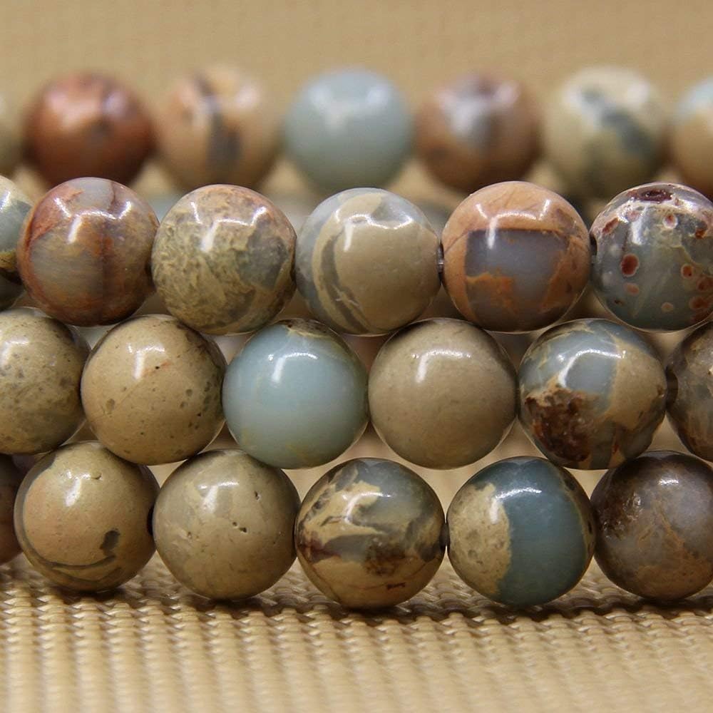 Natural Serpentine Gemstone 8mm Round Beads Stretch Bracelet 7inch Unisex