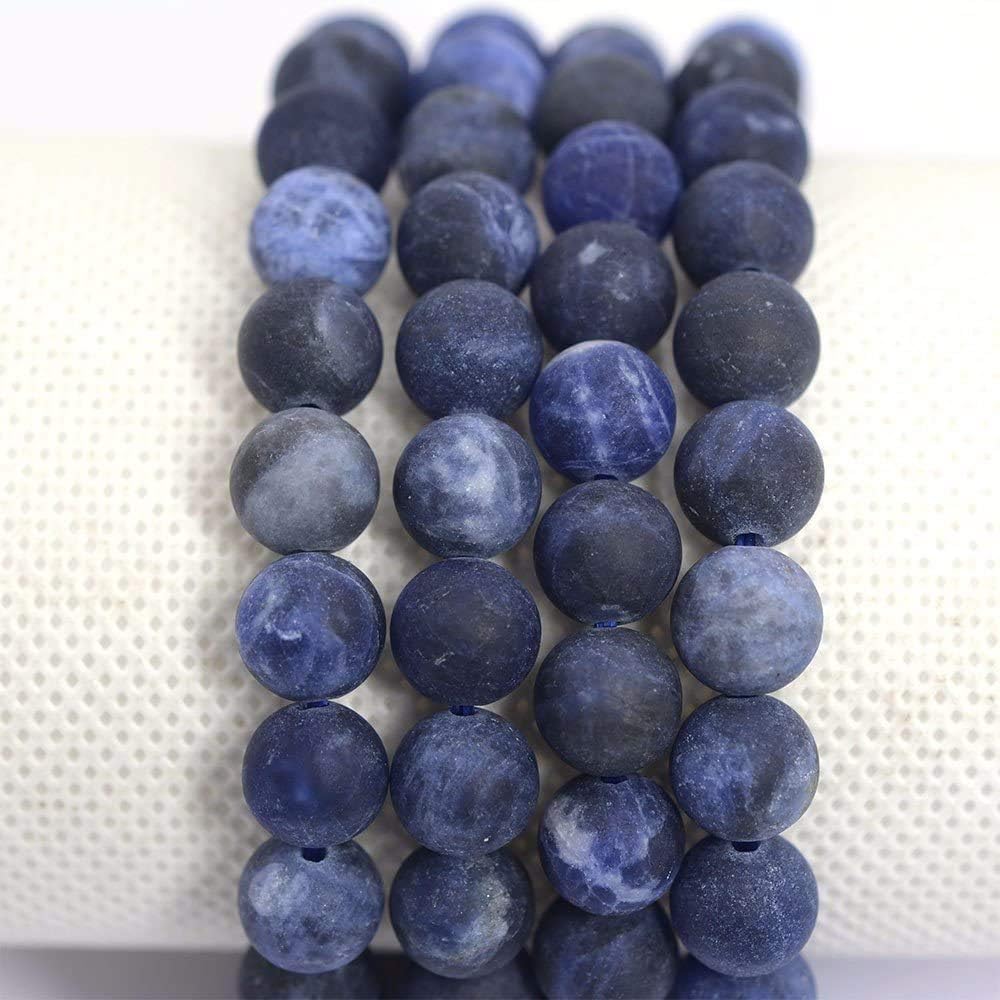 Natural Matt Frosted Blue Sodalite Gemstone 8mm Round Beads Stretch Bracelet 7 Inch Unisex