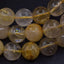 Natural Gold Rutilated Quartz Gemstone 10mm Round Beads Stretch Bracelet 7inch Unisex