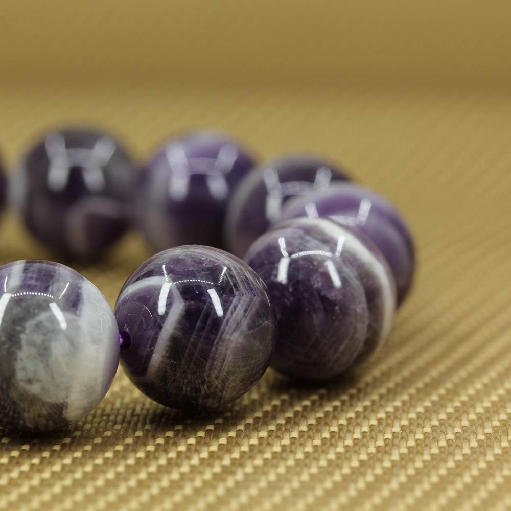 Natural A Grade African Amethyst Gemstones Healing Power Elastic Stretch 14mm Beads Beaded Bracelet 7inch Mens