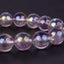 Rainbow Coated Lilac Amethyst Gemstone 10mm Round Beads Stretch Bracelet 7inch Unisex