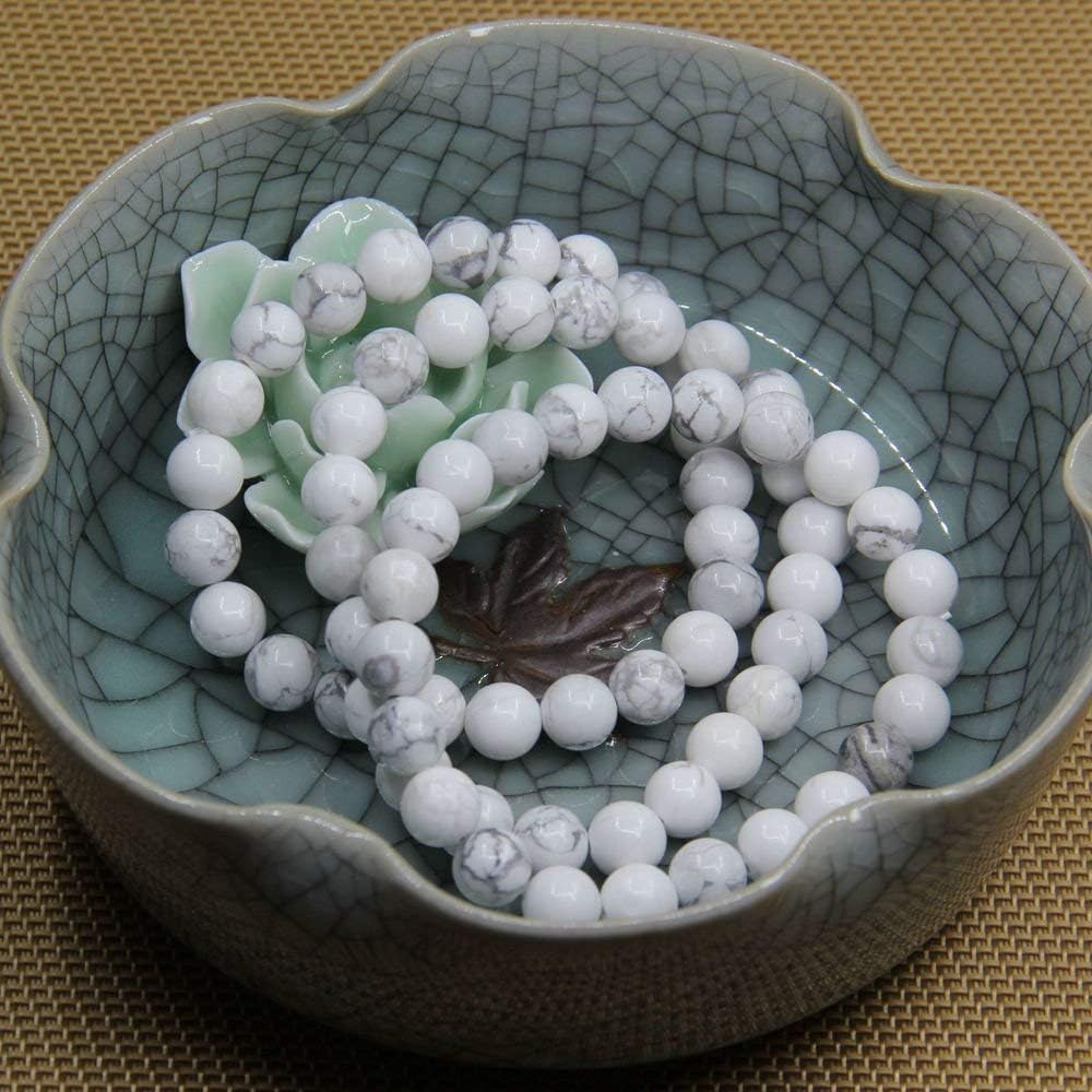 Natural White Howlite Gemstone 8mm Round Beads Stretch Bracelet 7inch Unisex