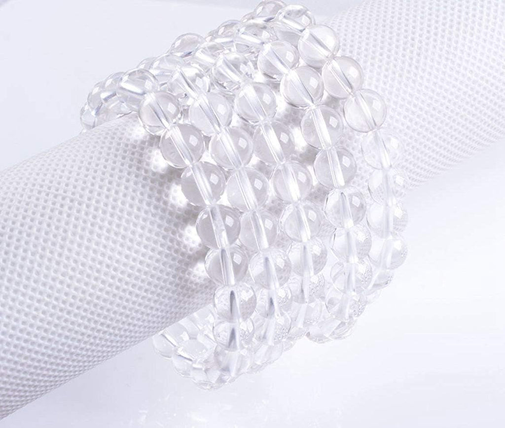 Angelstones Natural A Grade White Crystal Gemstone 6mm Ball Beads Stretch Bracelet 7inch Unisex