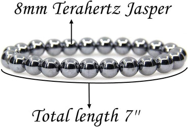 Natural Terahertz Jasper Gemstone 8mm Round Beads Stretch Bracelet 7inch Unisex