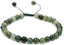 Angelstones Handmade Gemstone 6mm Dark Green Jade Round Beads Adjustable Braided Macrame Tassels Chakra Reiki Bracelets 7-9 inch Unisex