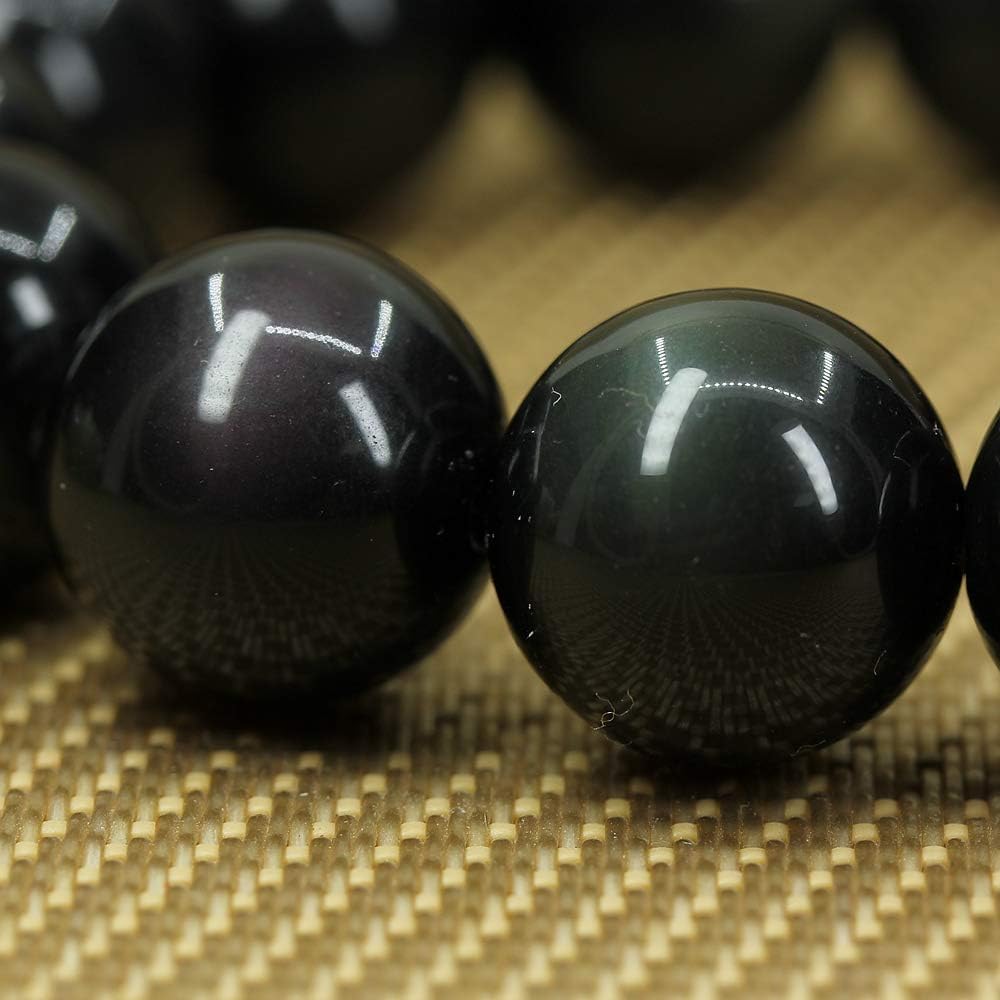 Natural A Grade Rainbow Obsidian Gemstones Healing Power Elastic Stretch 14mm Beads Beaded Bracelet 7inch Mens