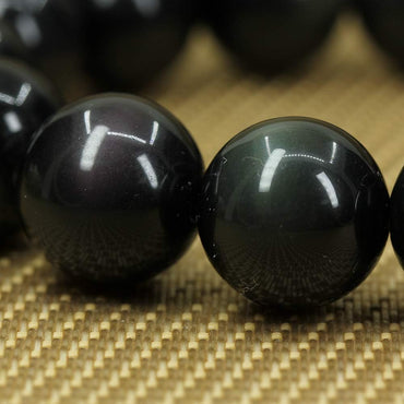 Natural A Grade Rainbow Obsidian Gemstones Healing Power Elastic Stretch 14mm Beads Beaded Bracelet 7inch Mens