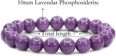 Angelstones Natural A Grade Lavendar Phosphosiderite Gemstones Healing 10mm Round Beads Elastic Stretch Beaded Bracelet 7inch Unisex