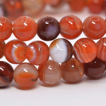 Red Sardonyx Agate Gemstone 6mm Round Beads Stretch Bracelet 6.5inch Unisex