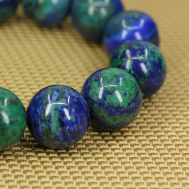 Angelstones Natural Lapis Chrysocolla Gemstones Healing Power Elastic Stretch 14mm Beads Beaded Bracelet 7inch Mens