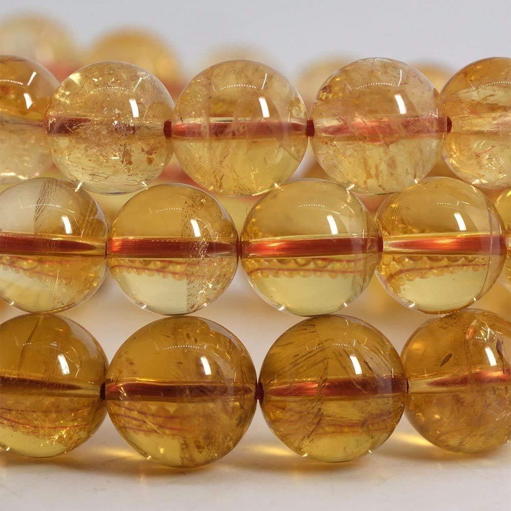 Natural Citrine Gemstone 10mm Round Beads Stretch Bracelet 6.5inch Unisex
