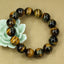 Natural AA Grade Natural Golden Blue Tiger Eye Gemstones Healing Power Elastic Stretch 14mm Beads Beaded Bracelet 7inch Mens