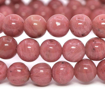 Angelstones Natural Pink Rhodonite Gemstone 6mm Round Beads Stretch Bracelet 6.5 Inch