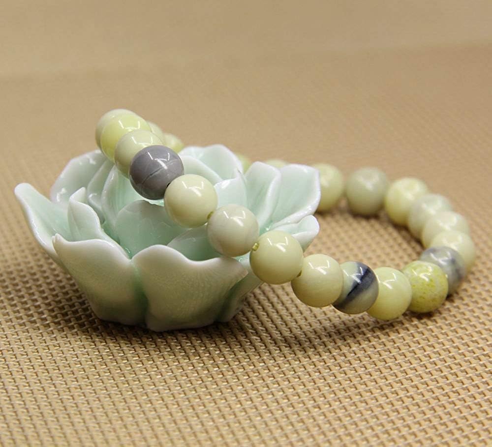 Australian Butter Jade Gem Semi Precious Gemstone 8mm Ball Beads Stretch Bracelet 7inch Unisex