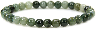 Angelstones Natural Dark Green Jade Gemstone 6mm Round Beads Stretch Bracelet 7inch Unisex