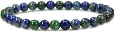 Angelstones Natural Lapis Chrysocolla Gemstone 6mm Round Beads Stretch Bracelet 7inch Unisex