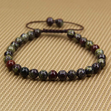 Natural A Grade Dragon Blood Jasper Gemstone 6mm Round Beads Adjustable Bracelet 7inch Unisex