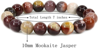 Angelstones Natural Mookaite Jasper Genuine Semi-Precious Gemstones Healing 10mm Beaded Stretch Bracelet 7inch Unisex