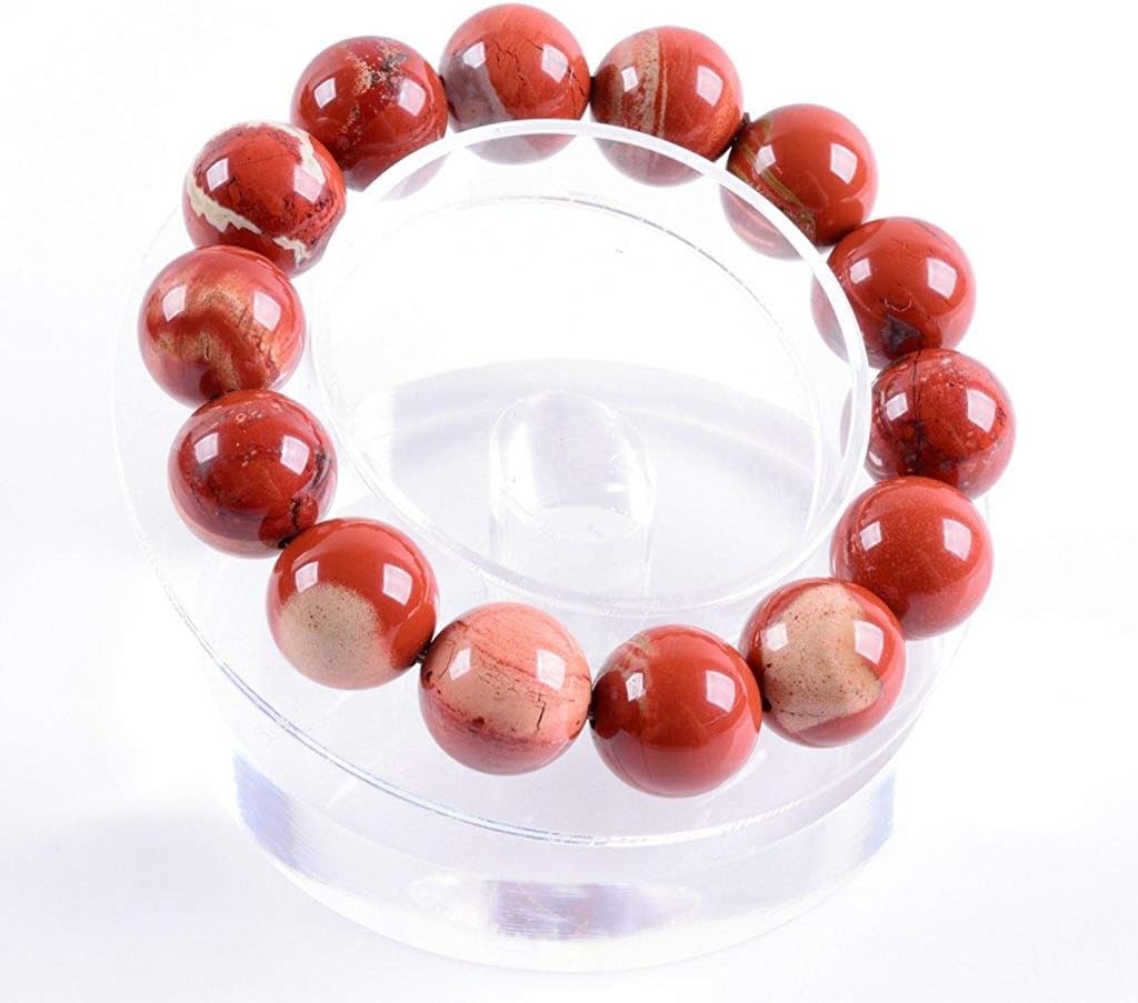 Natural AA Red Jasper Gemstones Healing Power Elastic Stretch 14mm Beads Beaded Bracelet 7inch Mens