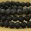Angelstones Natural Lava Gemstone 6mm Round Beads Stretch Bracelet 7inch Unisex
