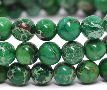 Dyed Green Sea Sediment Jasper Gemstone 6mm Round Beads Stretch Bracelet 6.5inch Unisex