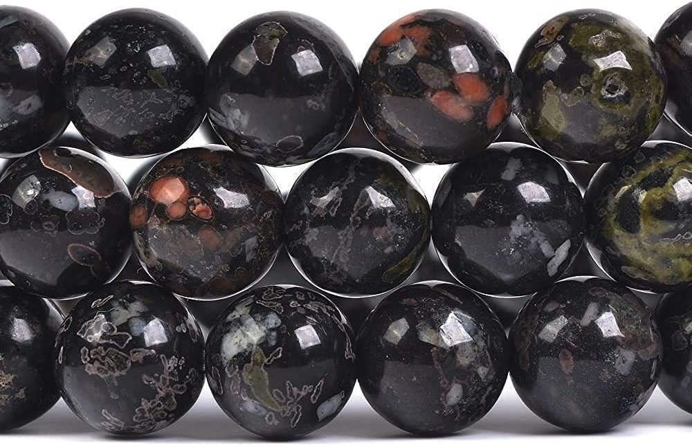 Natural Plum Blossom Jasper Gemstone 8mm Round Beads Stretch Bracelet 7inch Unisex