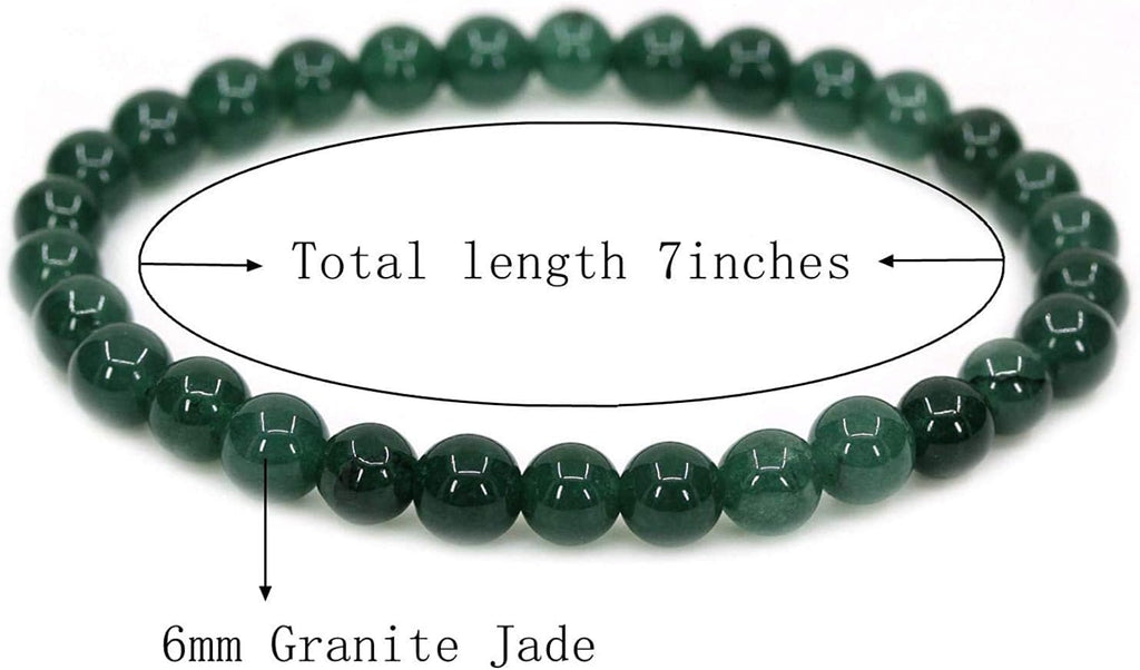 Natural Granite Jade Gemstone 6mm Round Beads Stretch Bracelet 7inch Unisex
