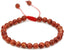 Angelstones Handmade Gemstone 6mm Red Coral Round Beads Adjustable Braided Macrame Tassels Chakra Reiki Bracelets 7-9 inch Unisex