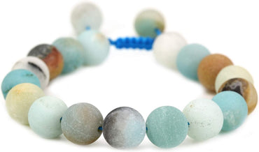 Angelstones Handmade Gemstone 10mm Matt Multicolor Amazonite Round Beads Adjustable Braided Macrame Tassels Chakra Reiki Bracelets 7-9 inch Unisex