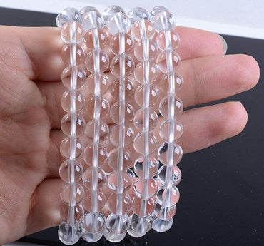 Angelstones Natural A Grade White Crystal Gemstone 6mm Ball Beads Stretch Bracelet 7inch Unisex
