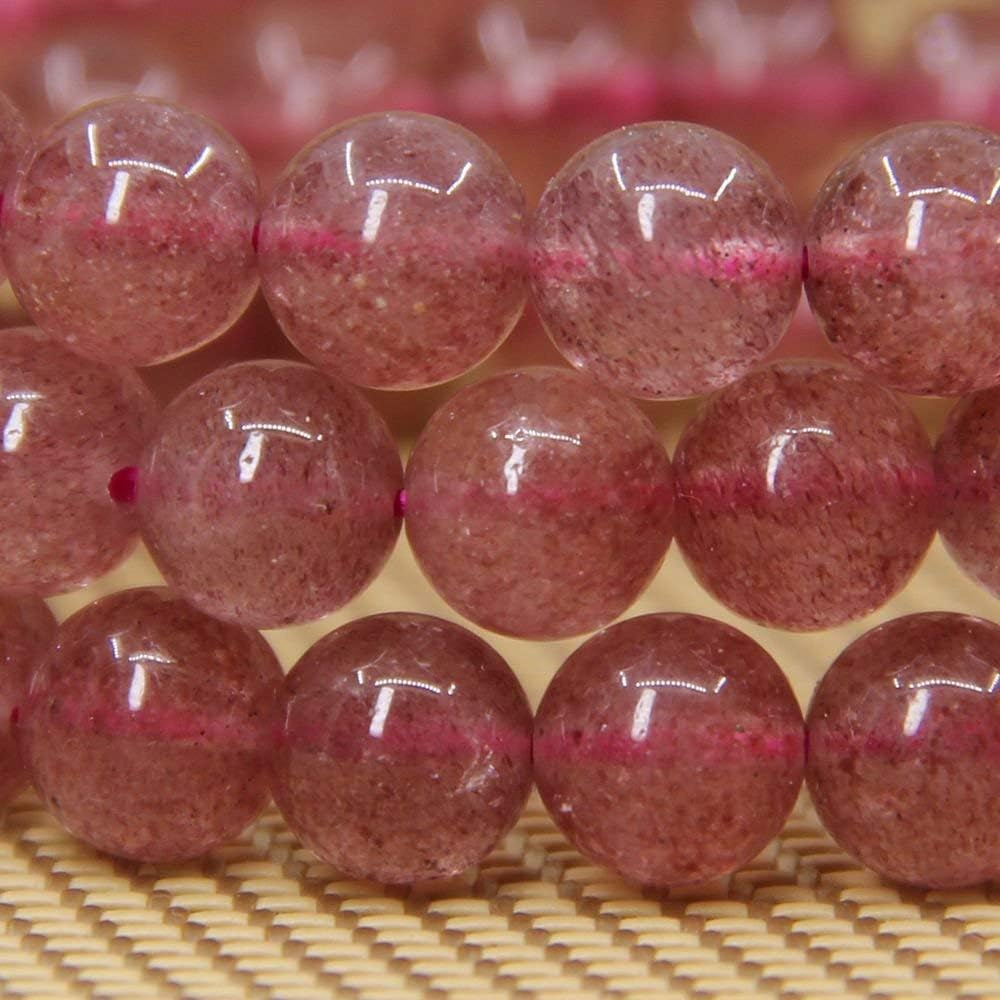 Natural A Grade Strawberry Quartz Gemstone 8mm Round Beads Stretch Bracelet 7inch Unisex