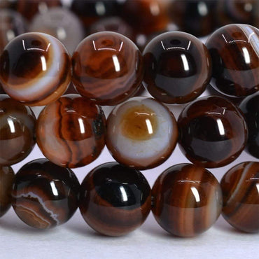 Brown Dream Agate Gemstone 8mm Round Beads Stretch Bracelet 7inch