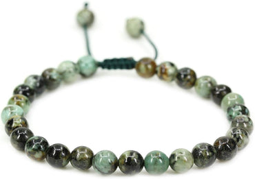 Angelstones Handmade Gemstone 6mm African Turquoise Round Beads Adjustable Braided Macrame Tassels Chakra Reiki Bracelets 7-9 inch Unisex