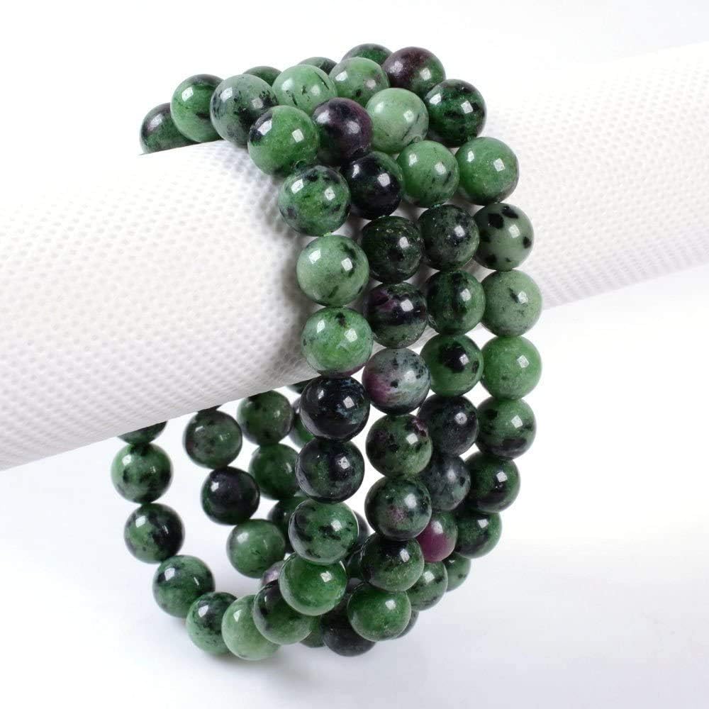 Angelstones Natural Ruby in Zoisite Gemstone 8mm Round Beads Stretch Bracelet 7 Inch Unisex