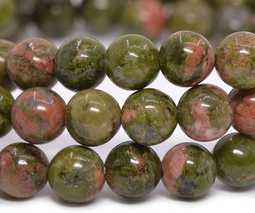 Angelstones Natural Unakite Gemstone 6mm Round Beads Stretch Bracelet 6.5inch Unisex