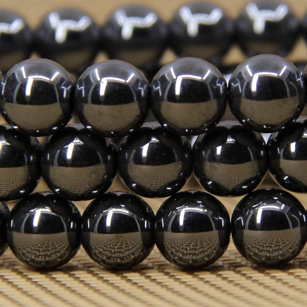 Natural Black Hematite Gemstone 8mm Round Beads Stretch Bracelet 7inch Unisex