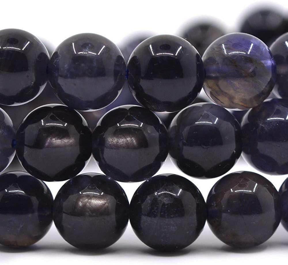 Natural Iolite Gemstone 8mm Round Beads Stretch Bracelet 7 Inch Unisex