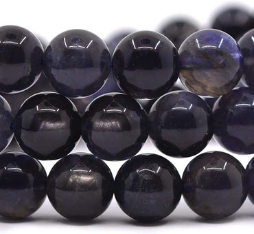 Natural Iolite Gemstone 8mm Round Beads Stretch Bracelet 7 Inch Unisex
