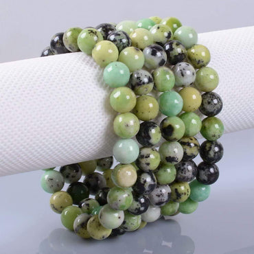 Angelstones Natural Australian Chrysoprase Gemstone 8mm Round Beads Stretch Bracelet 7 Inch Unisex