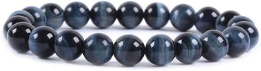 Natural A Grade Blue Tiger Eye Gemstone 8mm Round Beads Stretch Bracelet 7inch Unisex