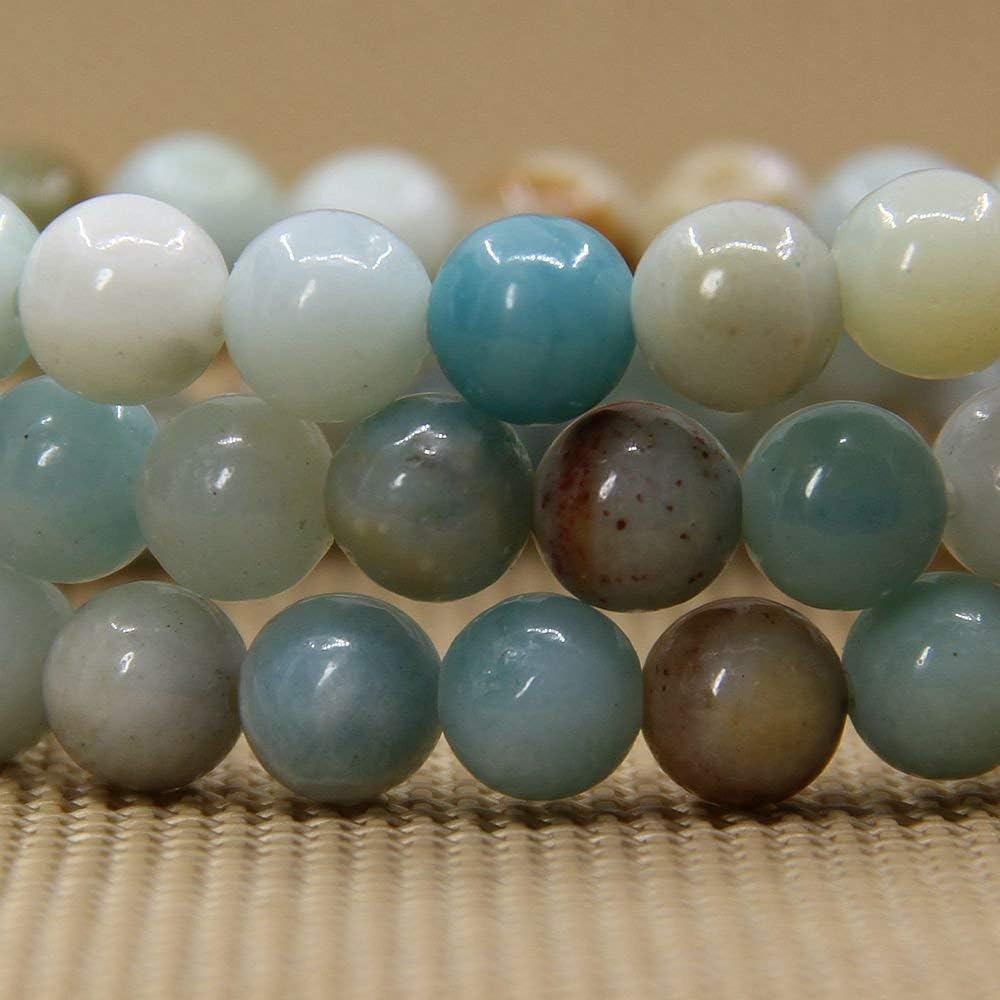 Natural Multicolor Amazonite Gemstone 8mm Round Beads Stretch Bracelet 7inch Unisex
