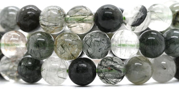 Natural Green Rutilated Quartz Gemstone 8mm Round Beads Stretch Bracelet 7inch Unisex